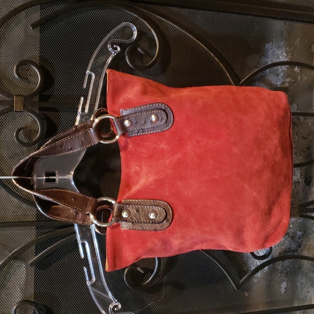 Maurizio Taiuti red suede tote